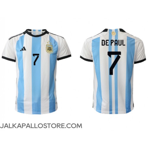 Argentiina Rodrigo de Paul #7 Kotipaita MM-kisat 2022 Lyhythihainen